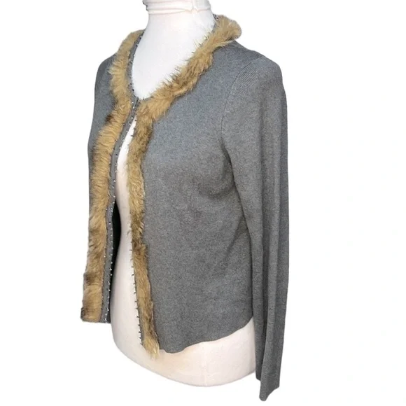 Chico’s Faux Fur Trim Sweater - Picture 2 of 3